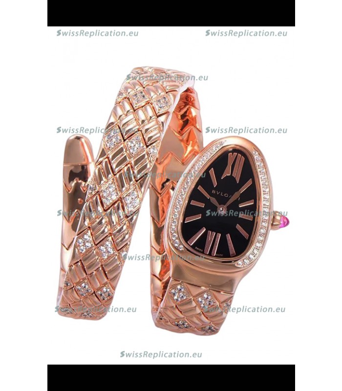 Bvlgari Serpenti Edition Rose Gold Casing Black Dial Watch in 1:1 Mirror Quality
