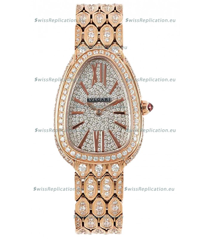 Bvlgari Serpenti Seduttori Edition Watch in Diamonds Paved Yellow Gold Casing - 1:1 Mirror Replica