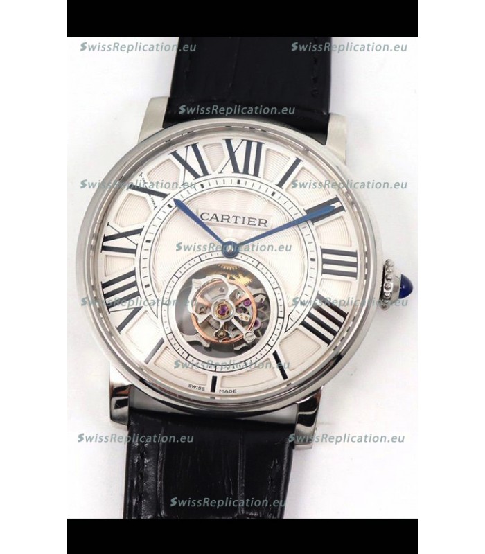 Rotonde De Cartier Flying Tourbillon Swiss Replica Watch in Steel Casing