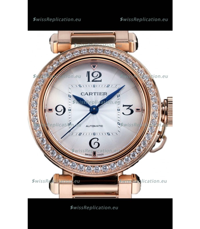 Pasha De Cartier 1:1 Mirror Quality Automatic Swiss Replica Watch 35MM Rose Gold
