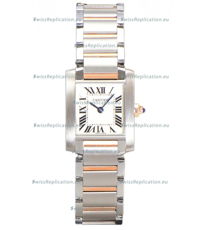 Cartier Tank Francaise Rose Gold Two Tone Swiss Quartz Replica Watch 25.70MM