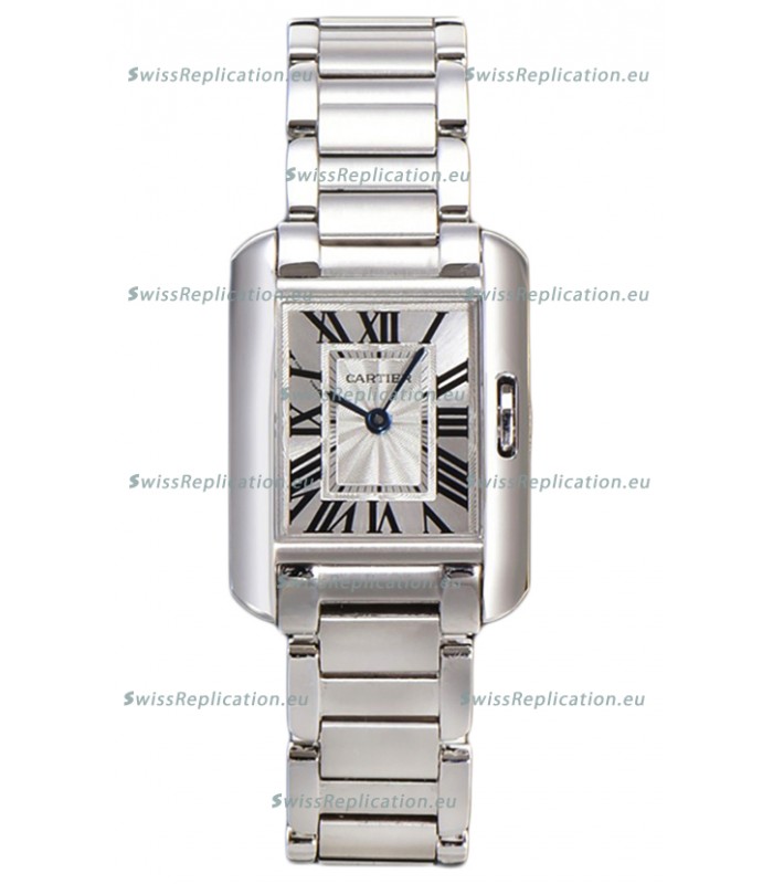 Cartier Tank Anglaise Steel Casing in Steel Strap Swiss Quartz Watch 30MM