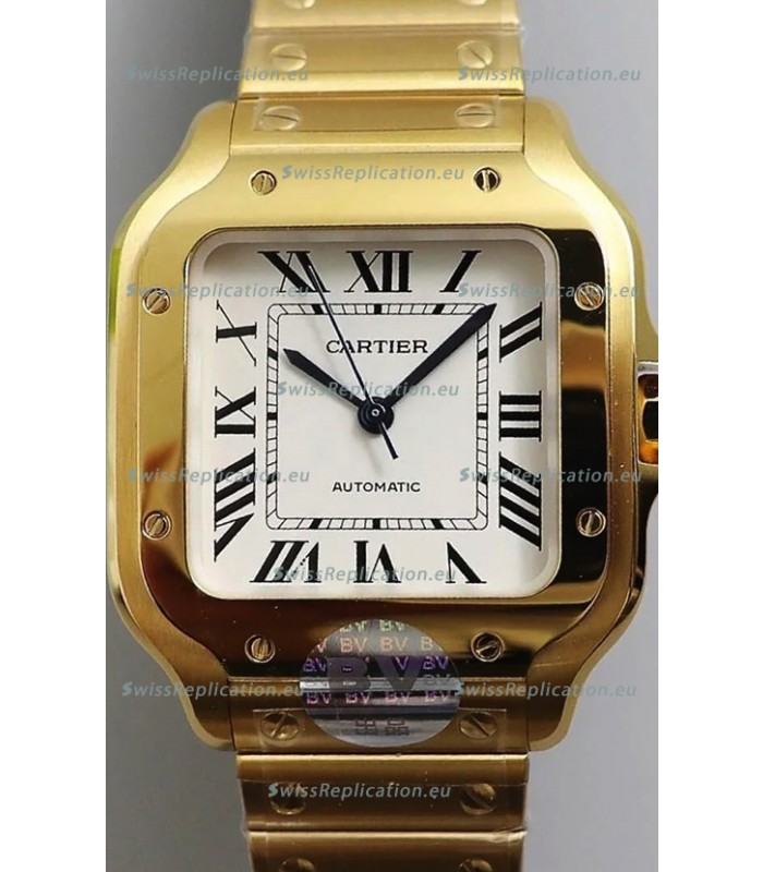 Santos De Cartier 1:1 Mirror Replica - 36MM Yellow Gold Swiss Movement Watch 
