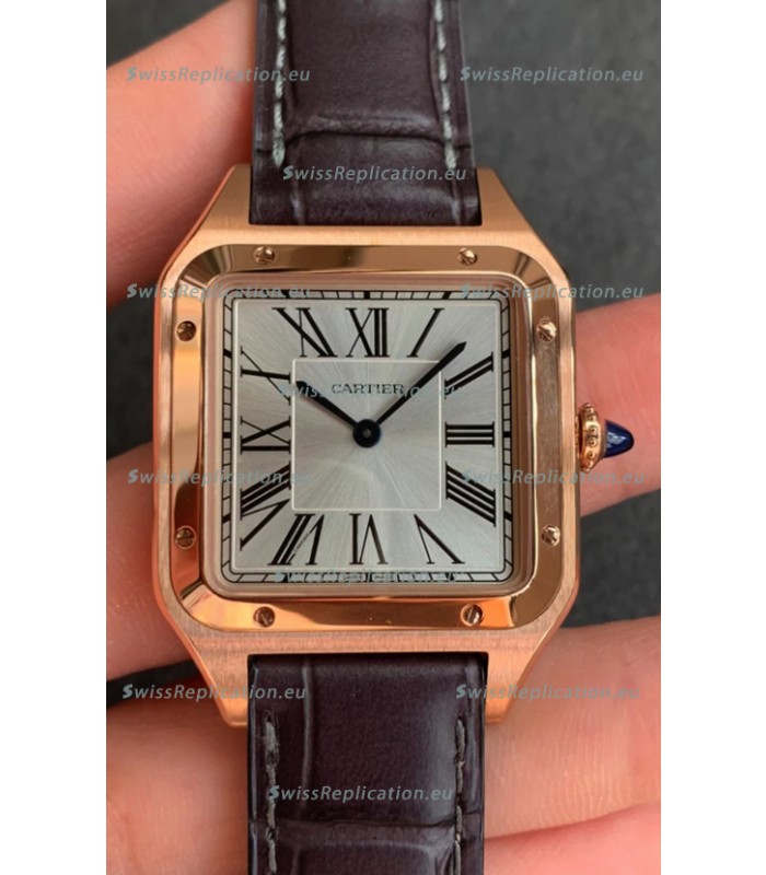 Cartier Santos Dumont 1:1 Mirror Swiss Replica Watch in Rose Casing Gold Steel Dial 42MM