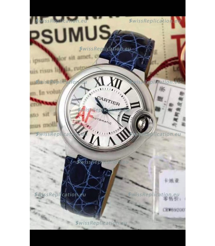 Ballon De Cartier Swiss Automatic 1:1 Mirror Quality Blue Strap 33MM in Steel Casing