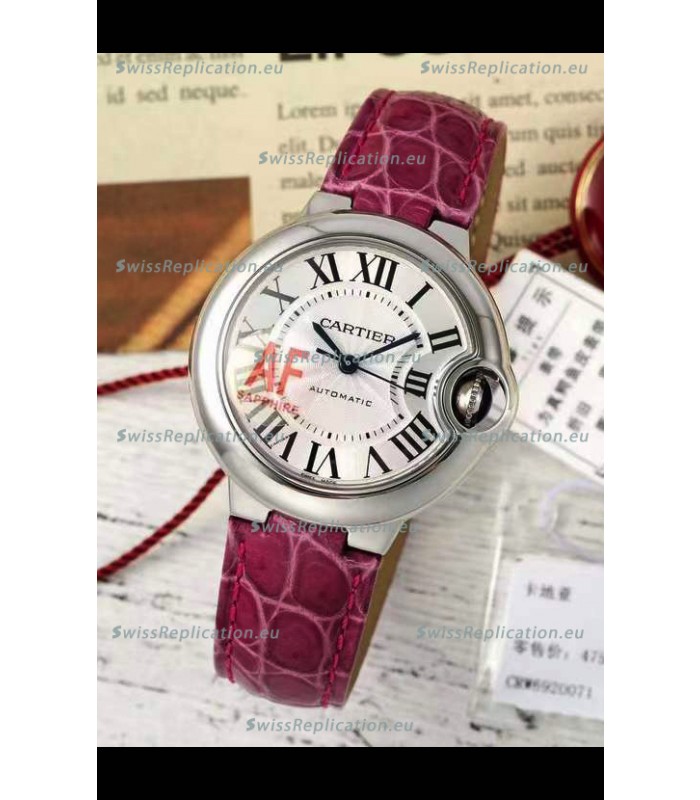 Ballon De Cartier Swiss Automatic 1:1 Mirror Quality Pink Strap 33MM in Steel Casing