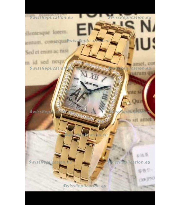 PANTHERE de Cartier Edition 27mm Pearl Dial 1:1 Mirror Swiss Watch Yellow Gold Casing