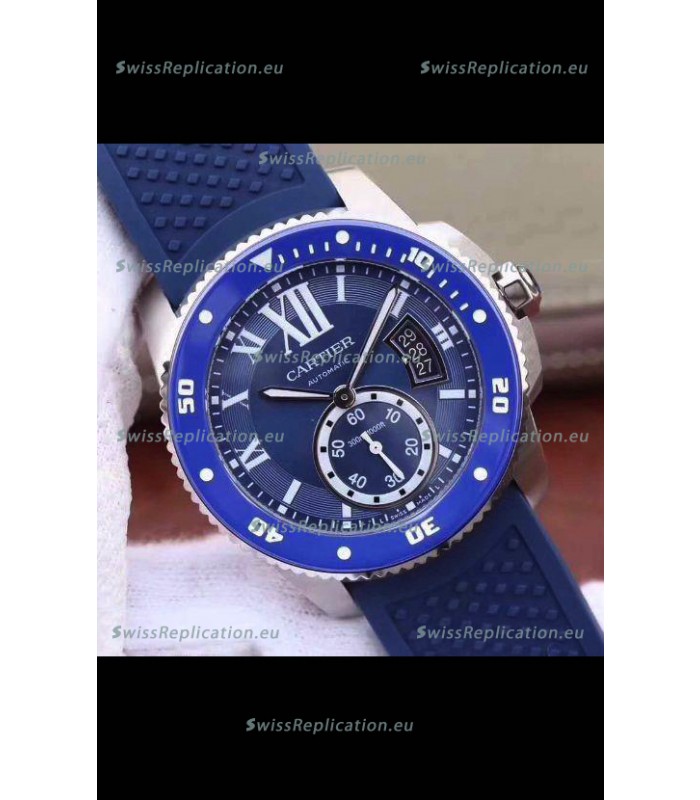 Calibre De Cartier Watch 42MM Blue Dial Steel Case - 1:1 Mirror Replica Watch