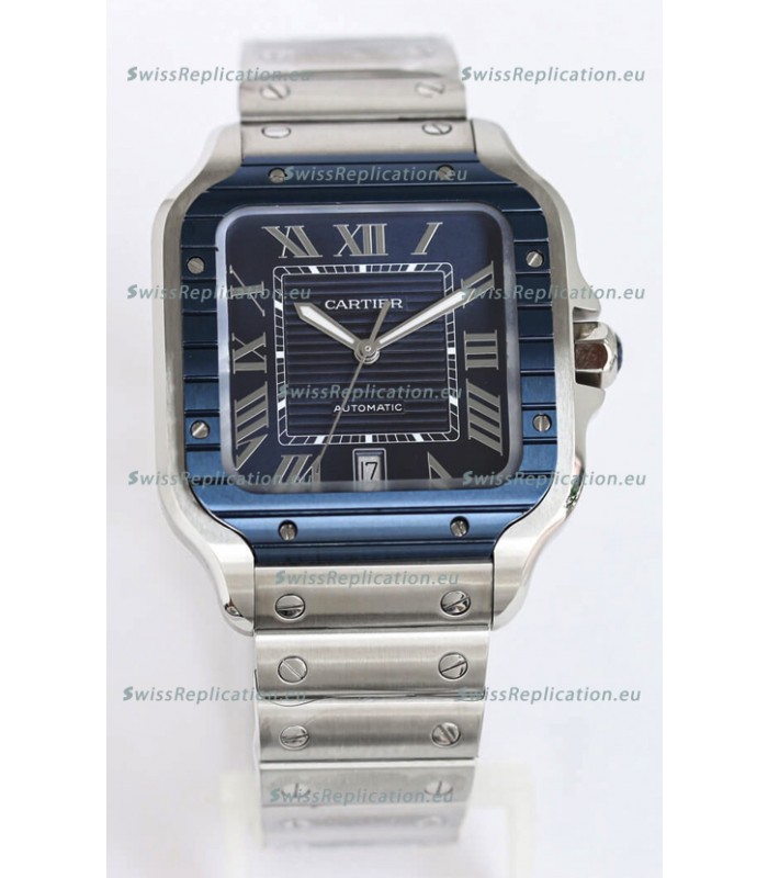 Santos De Cartier 1:1 Blue DLC Bezel Swiss Replica Watch 40MM