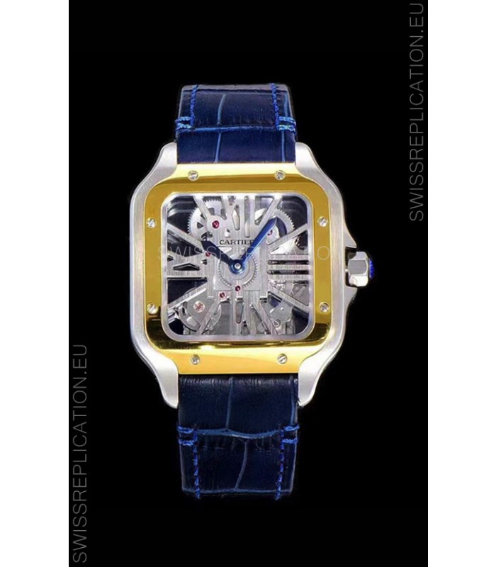 Cartier Santos DUMONT Skeleton Watch in Two Tone Bezel Swiss Replica Watch