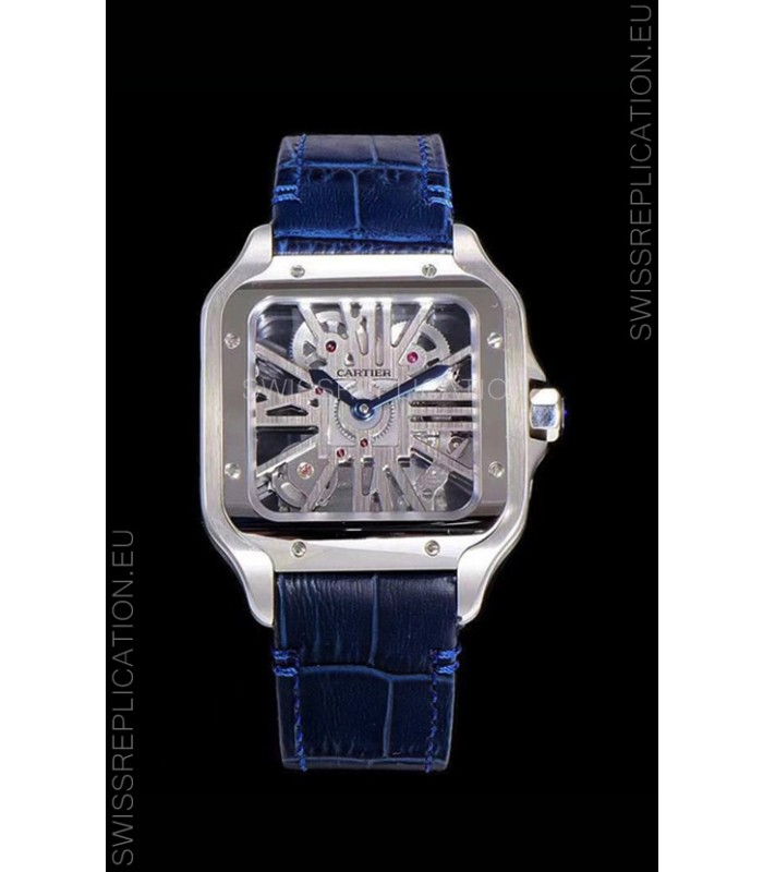 Cartier Santos DUMONT Skeleton Watch in Stainless Steel Swiss Watch 