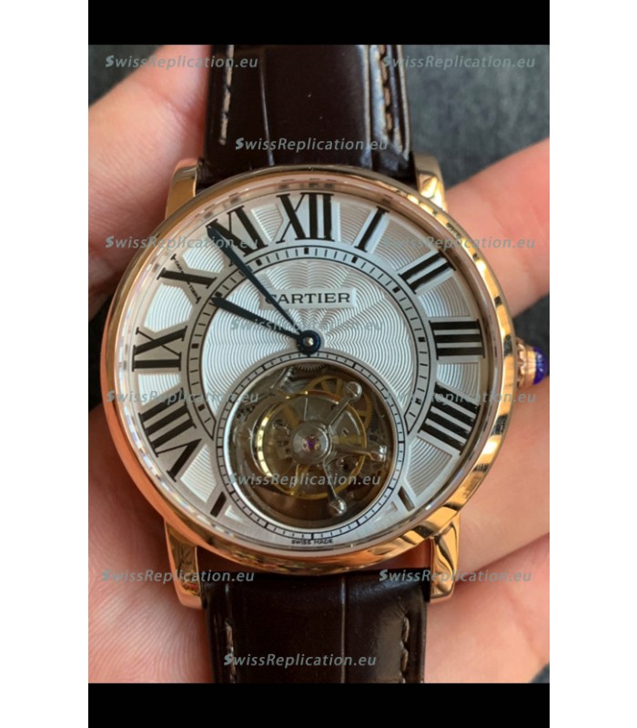 Rotonde De Cartier Flying Tourbillon Swiss Replica Watch in Yellow Gold Super Clone Watch