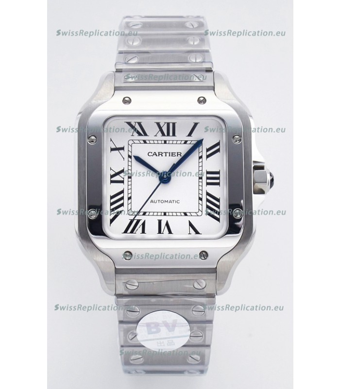 Cartier Santos De Cartier 904L Steel White Dial Super Clone Replica 35MM Watch 
