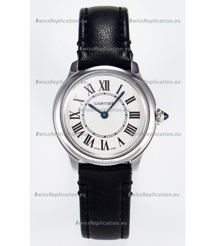 Ronde De Cartier Super Clone 29MM Swiss Replica Watch in Silver-Plated White Dial