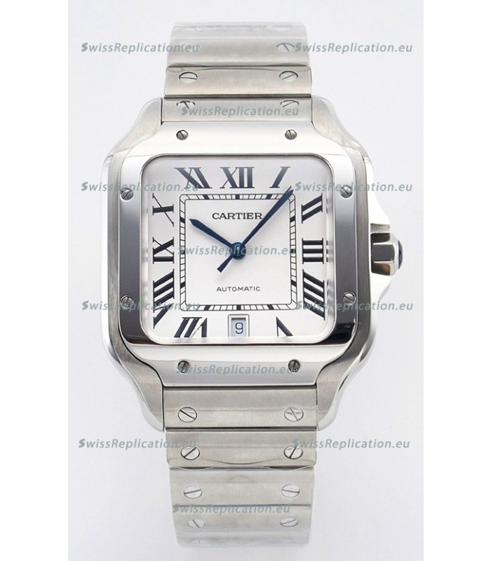 Cartier Santos De Cartier 904L Steel White Dial Super Clone Replica 40MM Watch 
