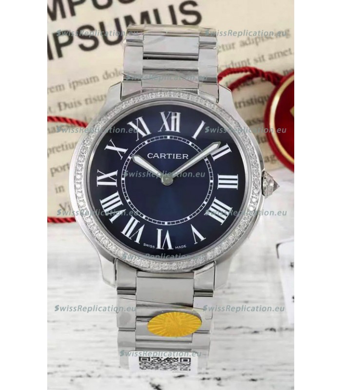 Cartier Ronde Must 36MM Swiss Quartz Blue Dial 1:1 Mirror Swiss Replica Watch 