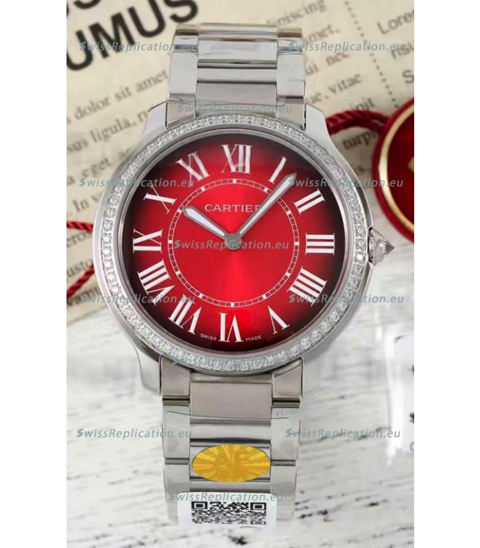 Cartier Ronde Must 36MM Swiss Quartz Red Dial 1:1 Mirror Swiss Replica Watch 