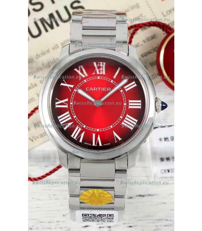 Cartier Ronde Must 36MM Swiss Quartz Red Dial 1:1 Mirror Swiss Replica Watch 