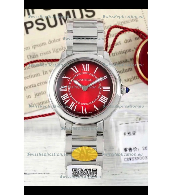 Cartier Ronde Must 29MM Swiss Quartz Red Dial 1:1 Mirror Swiss Replica Watch 