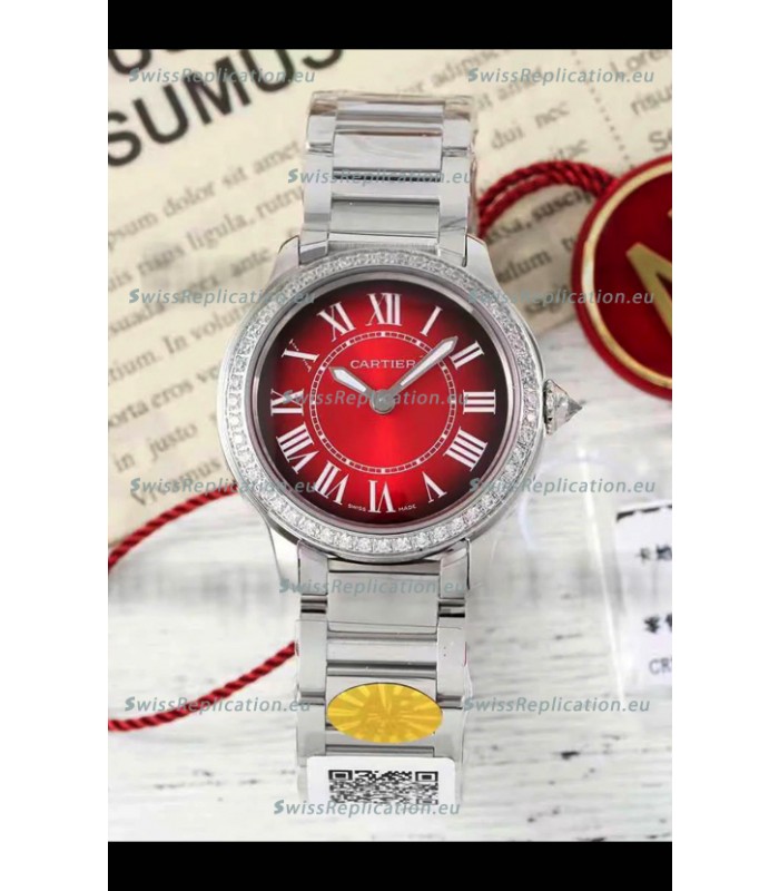 Cartier Ronde Must 29MM Swiss Quartz Red Dial 1:1 Mirror Swiss Replica Watch 