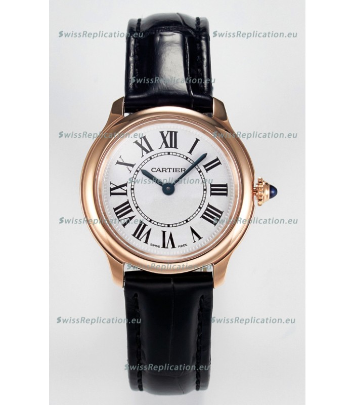Ronde Louis Cartier Super Clone 29MM Rose Gold Watch in Swiss Quartz Movement