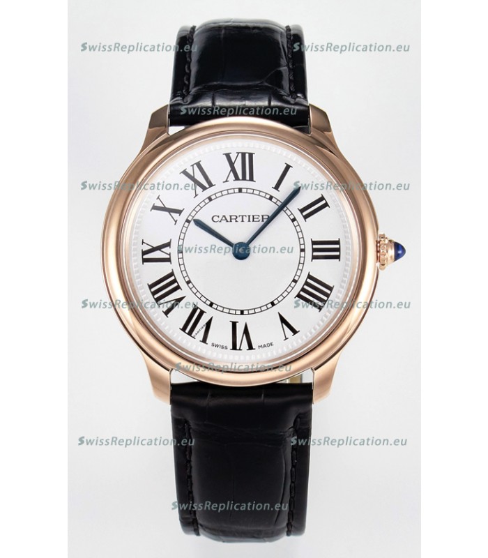 Ronde Louis Cartier Super Clone 36MM Rose Gold Watch in Swiss Quartz Movement