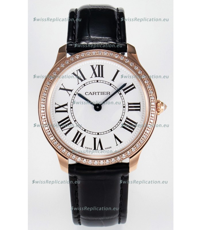Ronde Louis Cartier Super Clone 36MM Rose Gold Watch in Swiss Quartz Movement