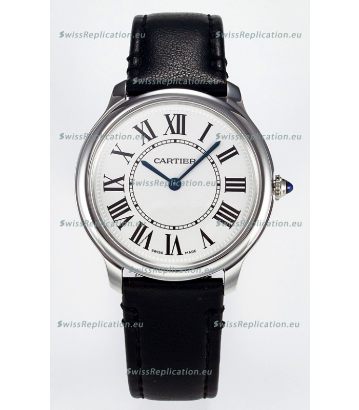 Ronde De Cartier Super Clone 36MM Swiss Replica Watch in Silver-Plated White Dial