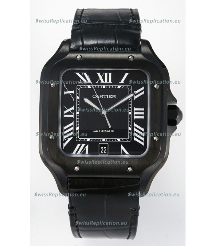 Cartier Santos De Cartier DLC Coating on Steel Black Dial Super Clone Replica 40MM Watch 