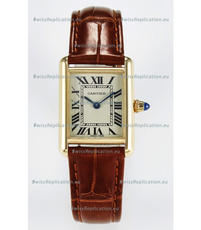 Tank Must Cartier Super Clone Edition 29MM Watch in Yellow Gold Casing 