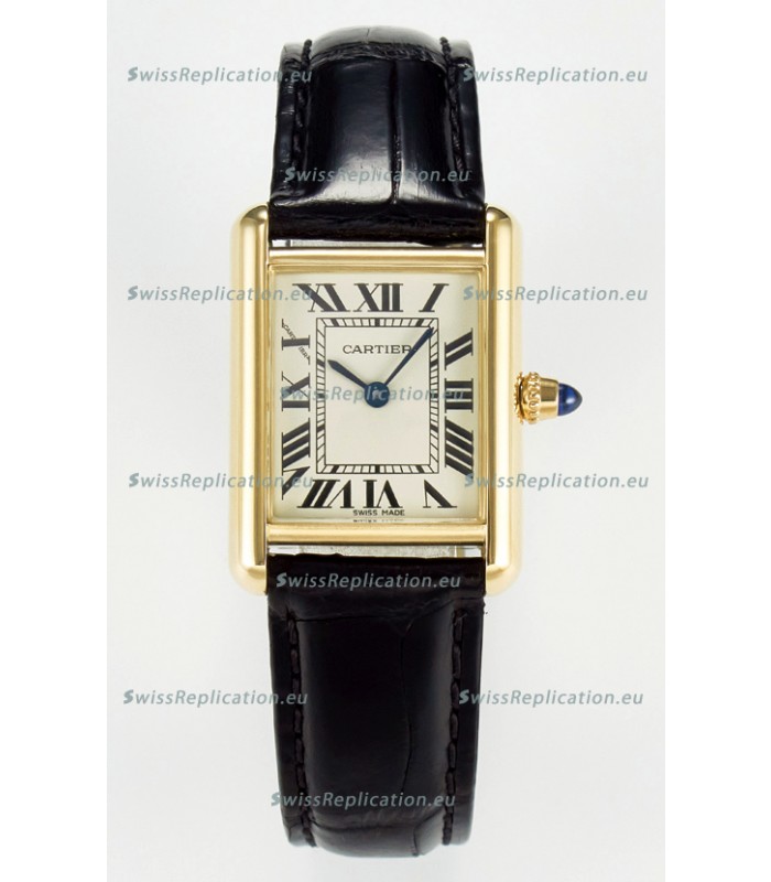 Tank Must Cartier Super Clone Edition 29MM Watch in Yellow Gold Casing 
