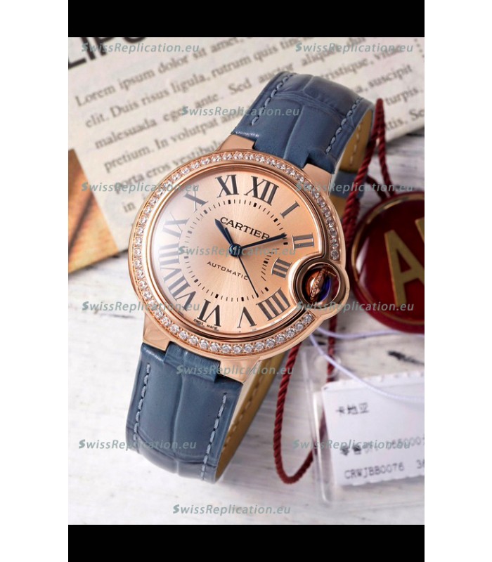 Ballon De Cartier Swiss Automatic Gold Dial Mirror Quality 33MM in Rose Gold Plating