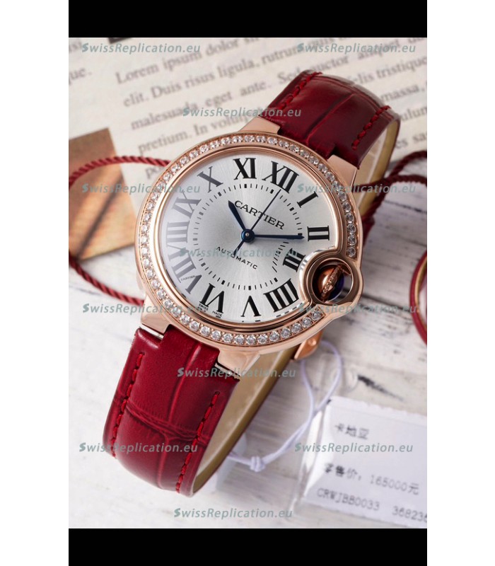 Ballon De Cartier Swiss Automatic Silver Dial Mirror Quality 33MM in Rose Gold Plating