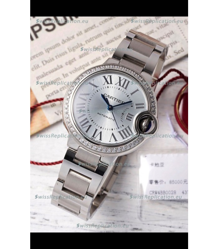 Ballon De Cartier Swiss Automatic Steel Dial Mirror Quality 33MM in Stainless Steel 