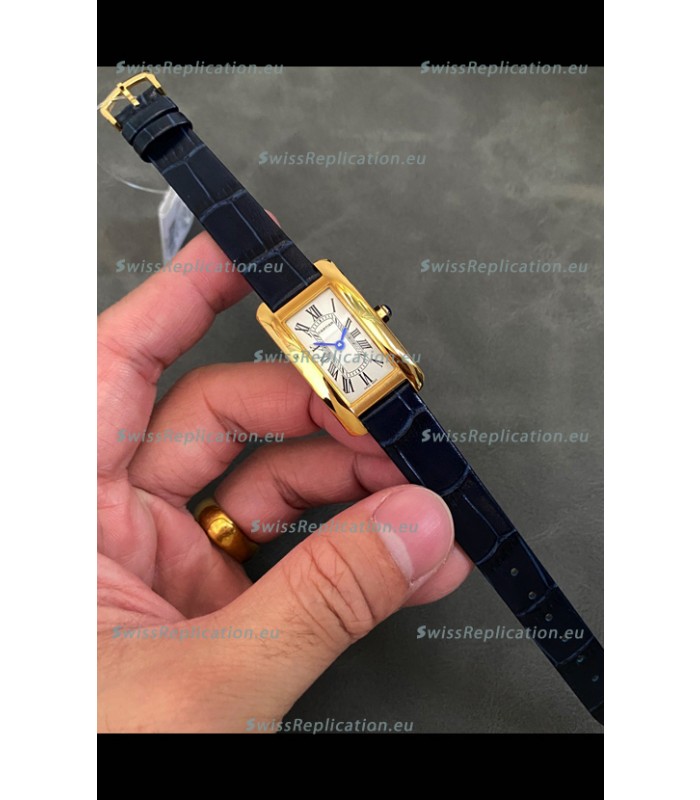 Cartier Tank Americaine Ladies Swiss Quartz Watch 1:1 Mirror Replica Yellow Gold Casing