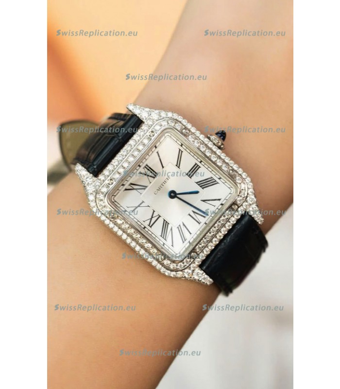 Cartier Santos Dumont 27.5MM Super Clone Edition Watch in Mossanites Casing