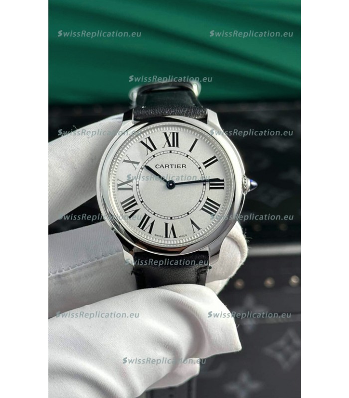 Cartier Ronde Must 36MM Swiss Quartz 1:1 Mirror Swiss Replica Leather Strap Watch
