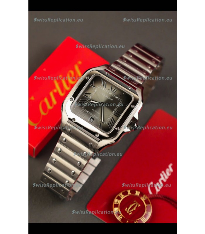 Cartier Santos De Cartier 904L Steel Grey Dial Super Clone Replica 40MM Watch 