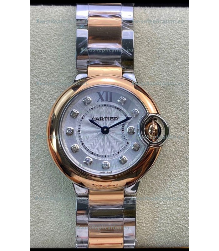 Ballon De Cartier Swiss Quartz 1:1 Mirror Quality 28MM in 2 Tone Rose Gold Casing