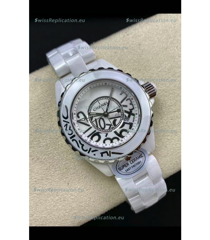 Chanel J12 Ladies White Ceramic Casing White Dial Watch 1:1 Mirror Replica Watch