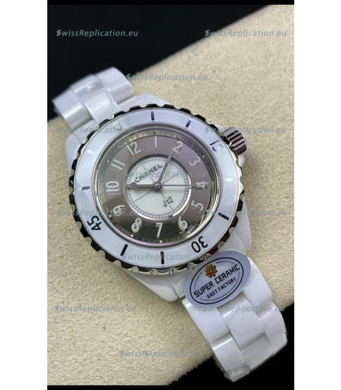 Chanel J12 Ladies White Ceramic Casing 2 Tone Dial Watch 1:1 Mirror Replica Watch