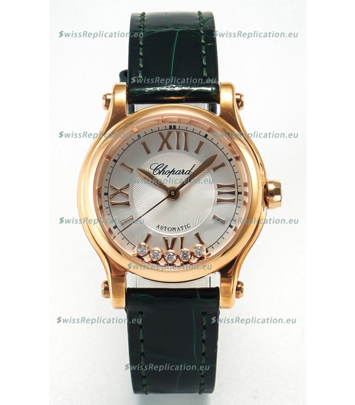 Chopard Happy Sport Swiss Automatic Replica Watch - Rose Gold Casing - 30MM 