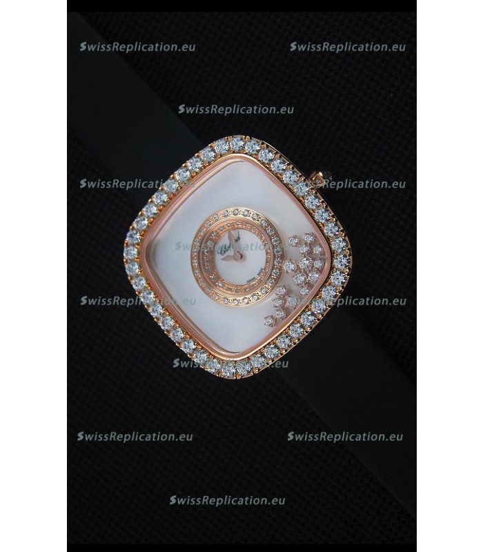 Chopard Happy Diamonds 38MM Black Strap in White Dial