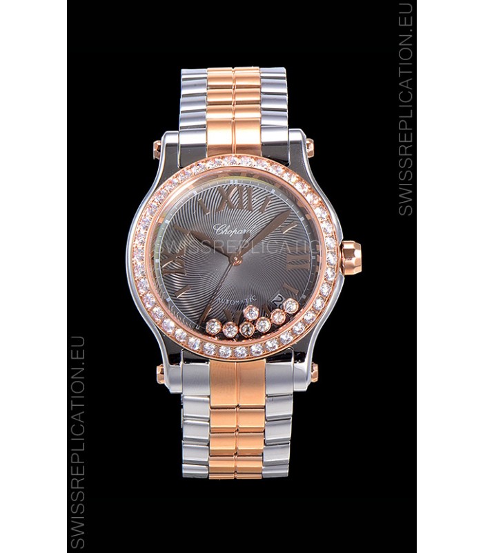 Chopard Happy Sport 1:1 Mirror Swiss Automatic Replica Watch 36MM Two Tone Rose Gold Casing