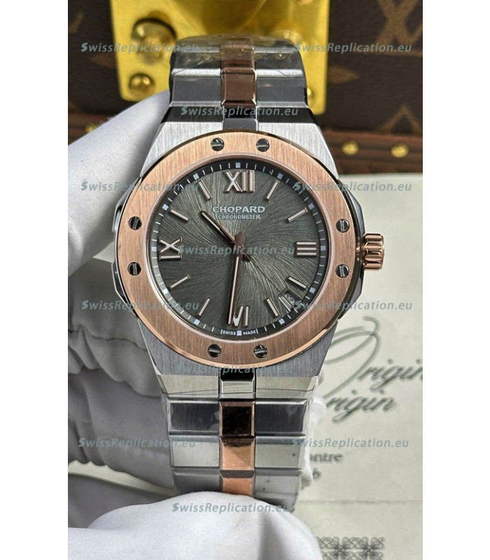 Chopard Alpine Eagle Two Tone Rose Gold Grey Dial Super Clone Replica Watch 