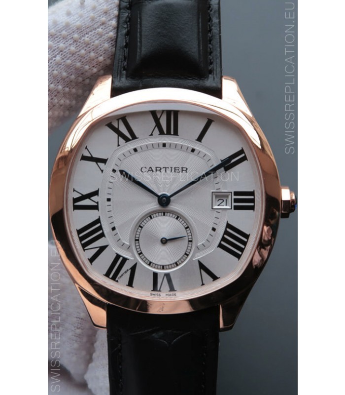Drive De Cartier 1:1 Mirror Replica Watch in Rose Gold Plating - White Dial 