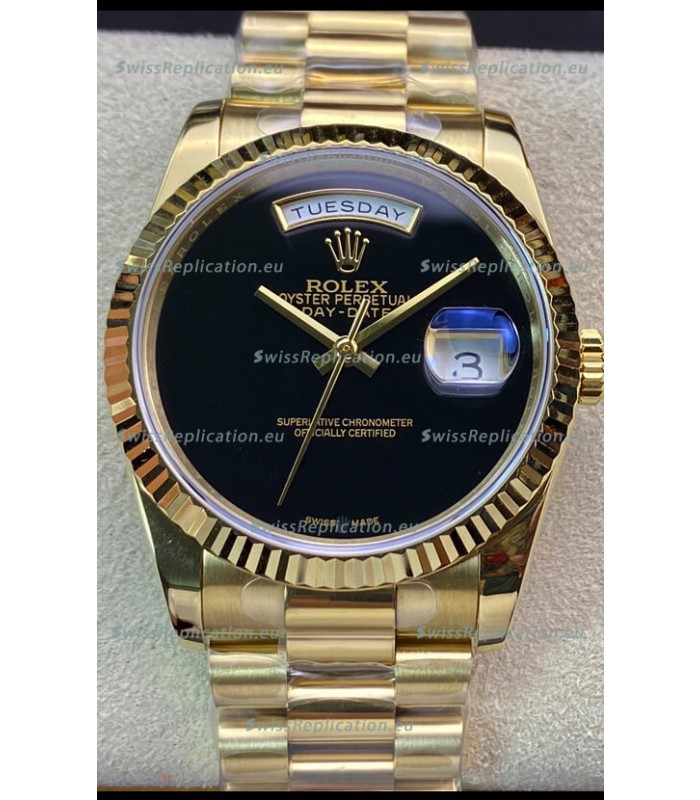 Rolex Day Date Presidential 18K Yellow Gold Watch 36MM - Black Dial 1:1 Mirror Quality