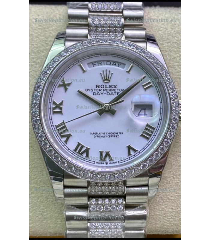 Rolex Day Date Presidential M128349RBR-0026 904L Steel 36MM - White Roman Dial 1:1 Mirror Quality