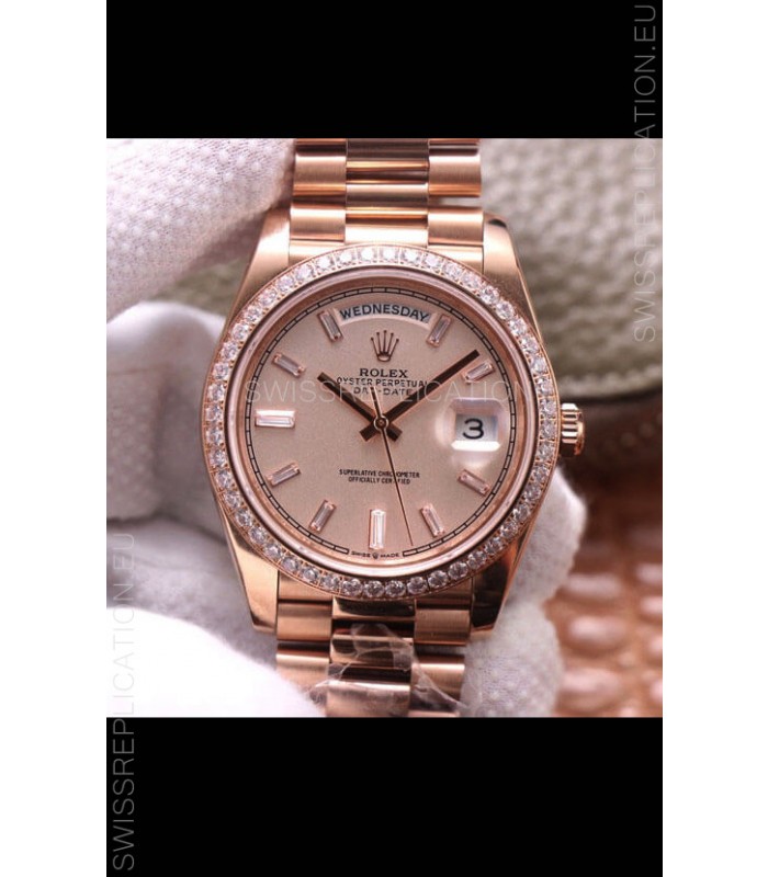 Rolex Day Date Presidential 904L Steel Rose Gold 40MM - Gold Dial 1:1 Mirror Quality Watch