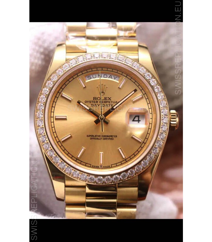 Rolex Day Date Presidential 904L Steel Yellow Gold 40MM - Gold Dial 1:1 Mirror Quality Watch
